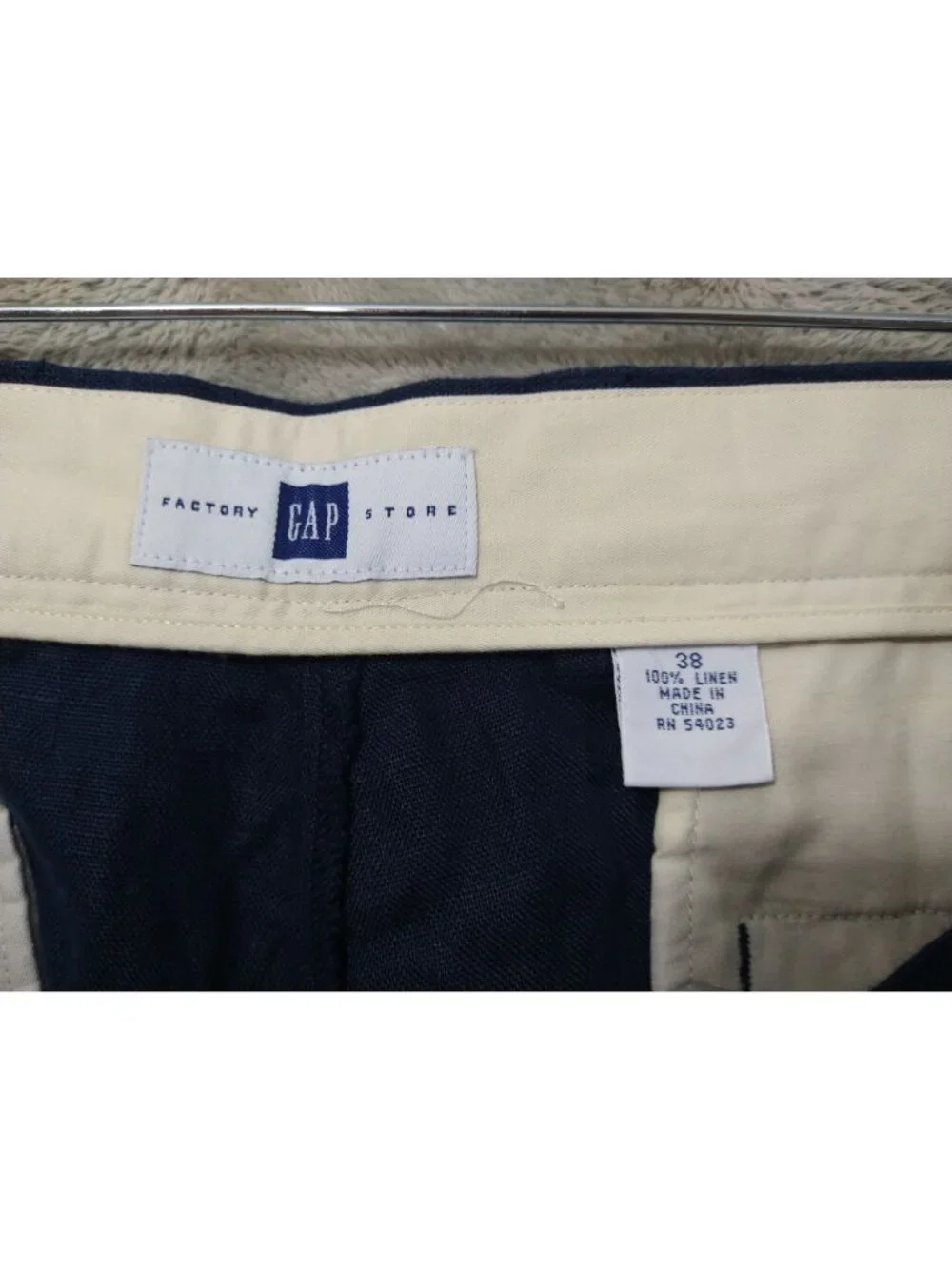 Gap Chino Shorts Mens 38 Blue Linen Pleated High Rise